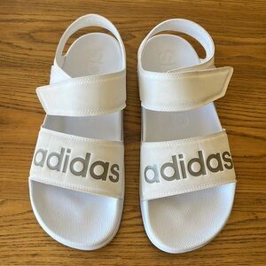 Adidas Adilette Core White Beach Strap Sandals Slides Size 9
